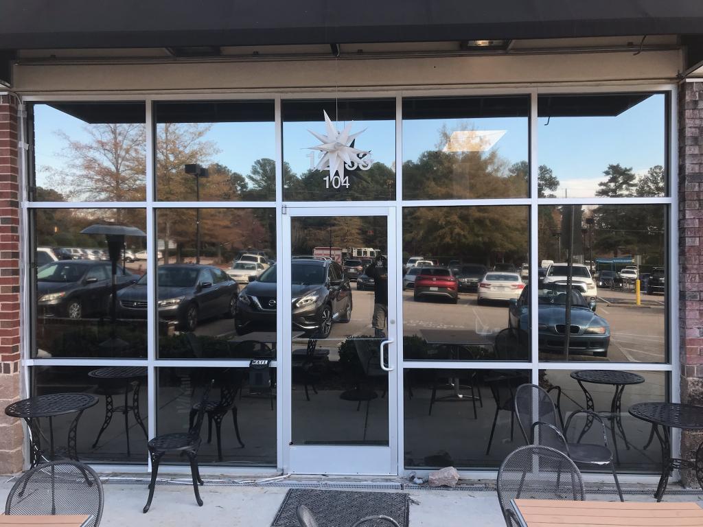 Store Front Reflection turbo tint outside view Commercial Window Tint